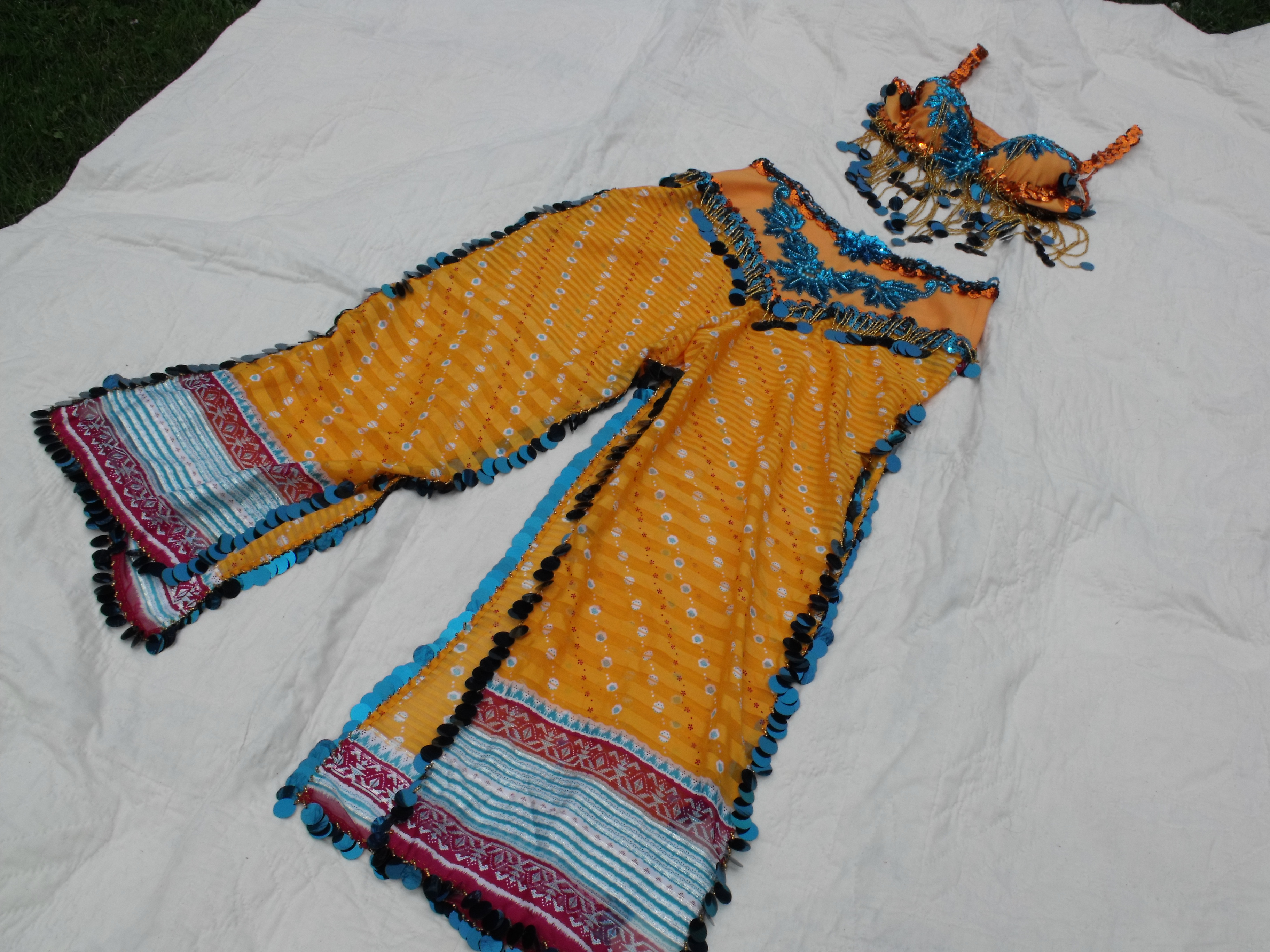 TURQUOISE/ORANGE PANTS STYLE COSTUME